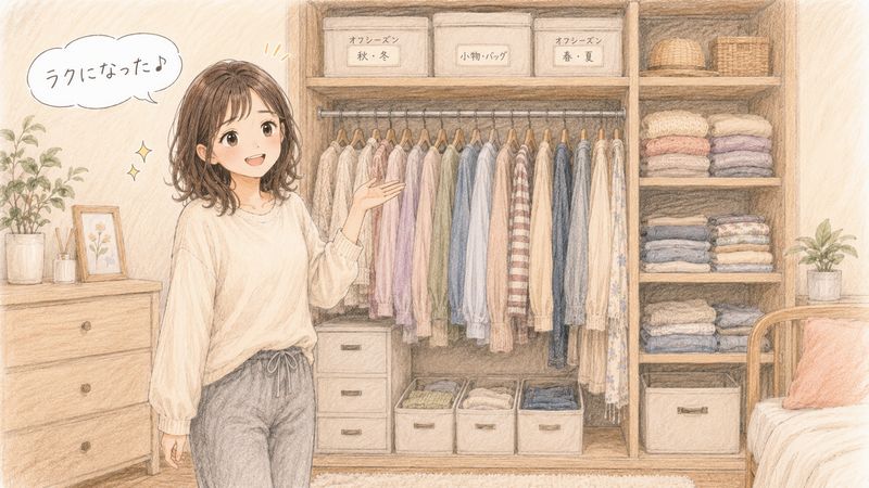 衣替えがめんどくさい…を解決！クローゼット収納のラク技1 | あんこの